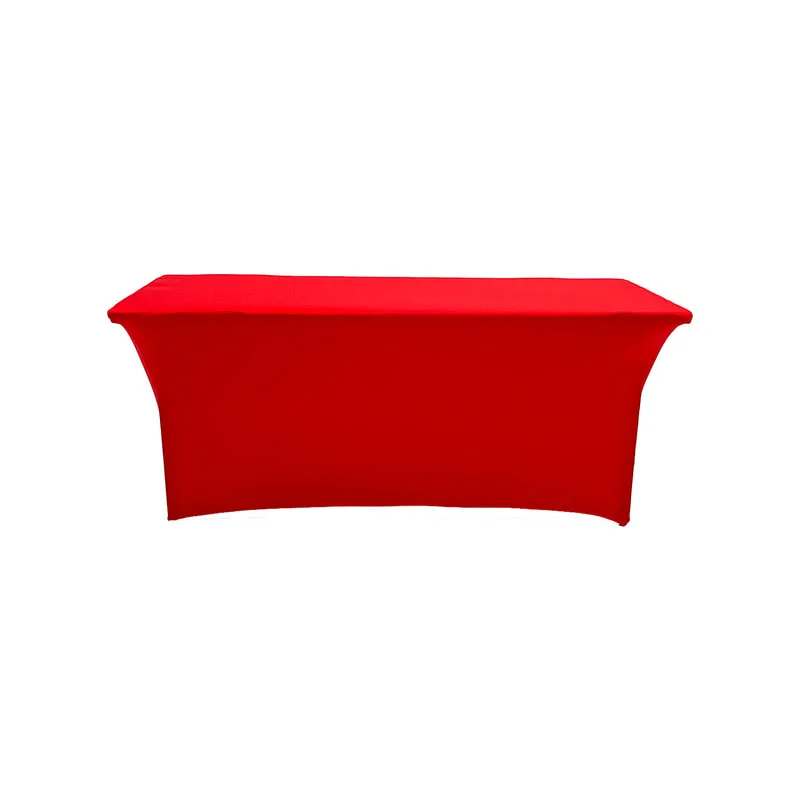 F-TX101-RE Type 1 cover for 6ft rectangular banquet table in red stretch fabric