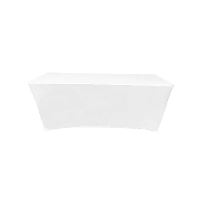 F-TX101-WH Type 1 Cover for 6ft rectangular banquet table in white stretch fabric