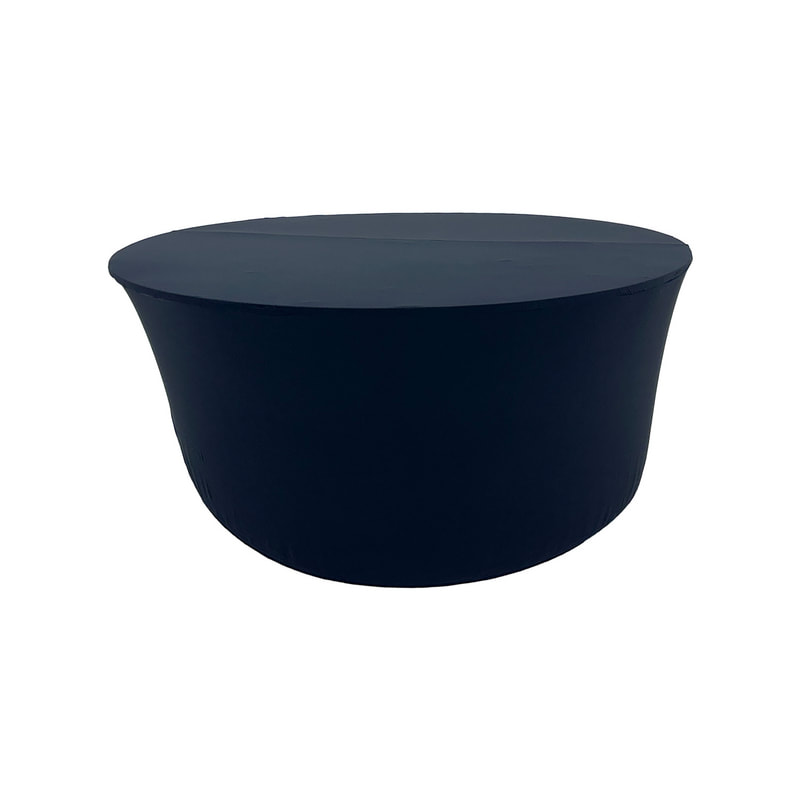 F-TX204-BL Type 4 Cover for 6ft round banquet table in black stretch fabric