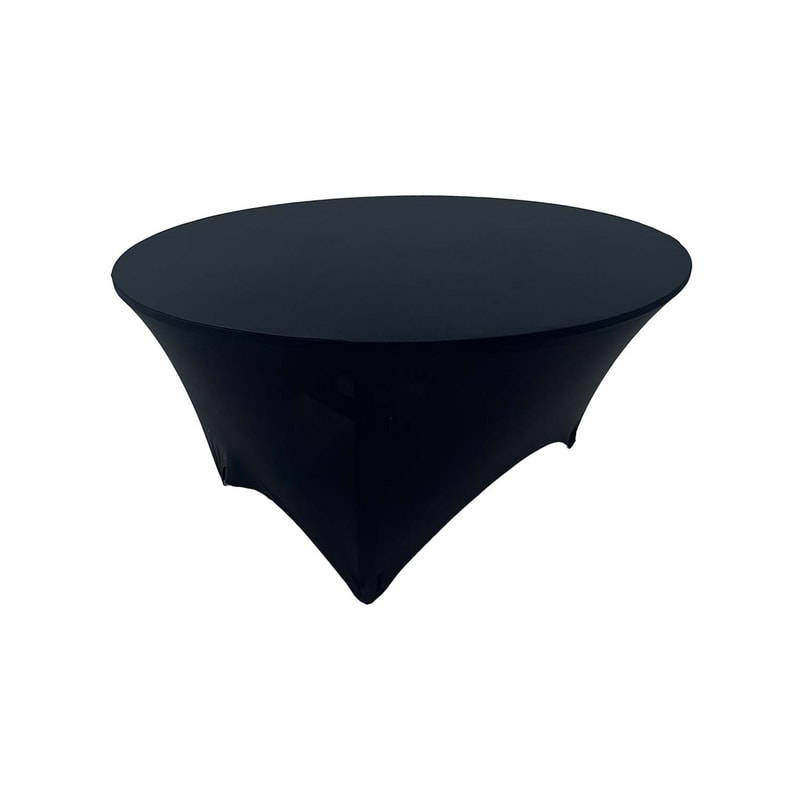 F-TX206-BL Type 6 cover for 5ft round banquet table in black stretch fabric