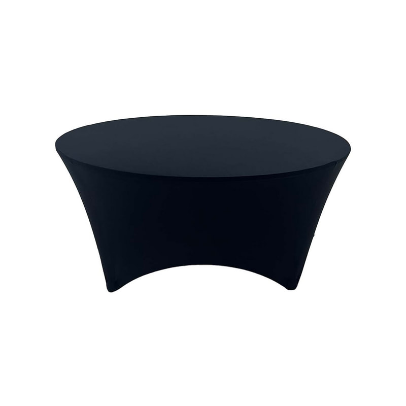 F-TX206-BL Type 6 cover for 5ft round banquet table in black stretch fabric