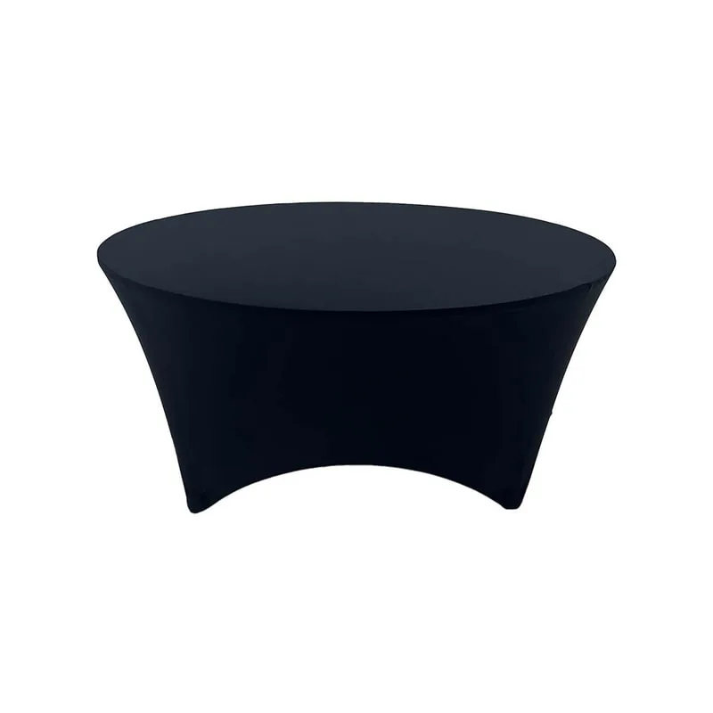 F-TX206-BL Type 6 cover for 5ft round banquet table in black stretch fabric