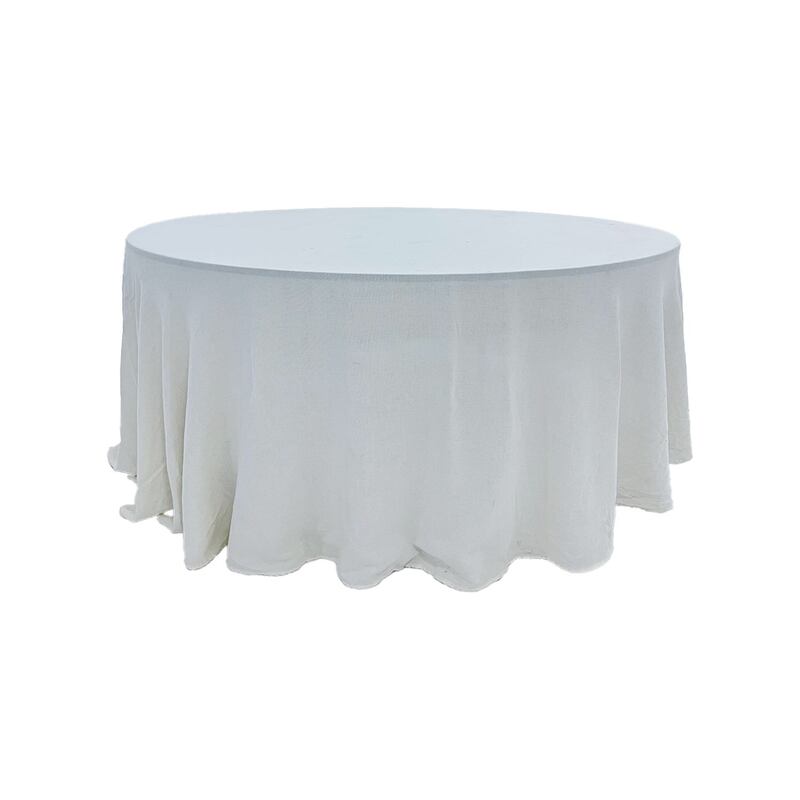 F-TX207-WH Type 7 cover for 6ft round banquet table in white cotton fabric