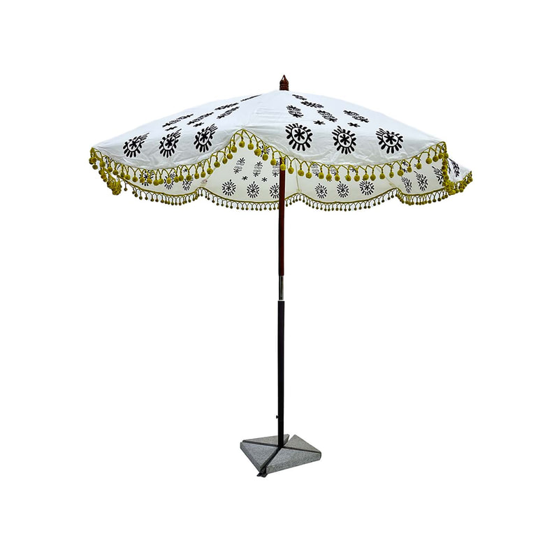 F-UM102-WP Chicka umbrella in white patterned embriodery