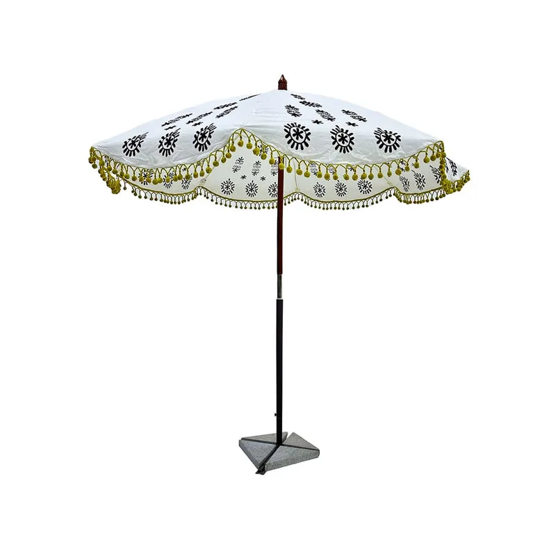 F-UM102-WP Chicka umbrella in white patterned embriodery