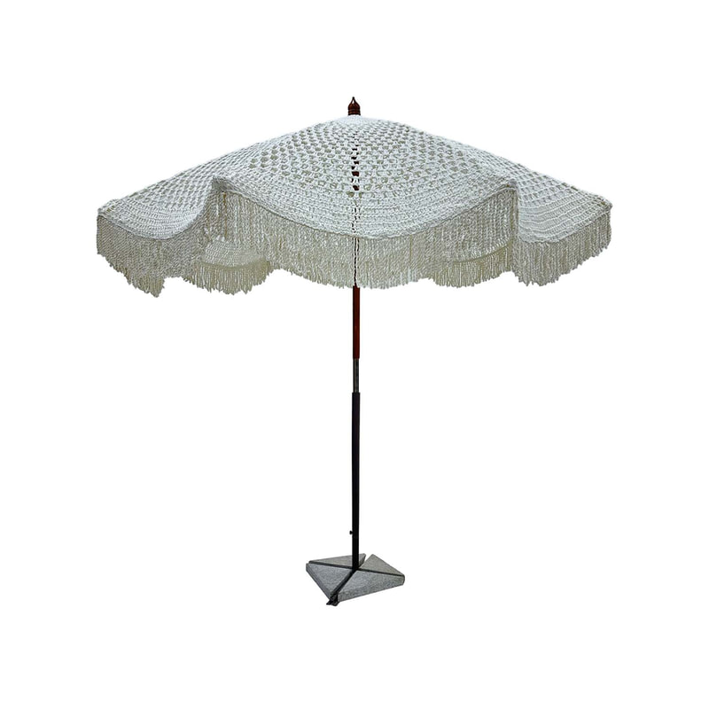 F-UM103-WH Viva macrame umbrella in white 