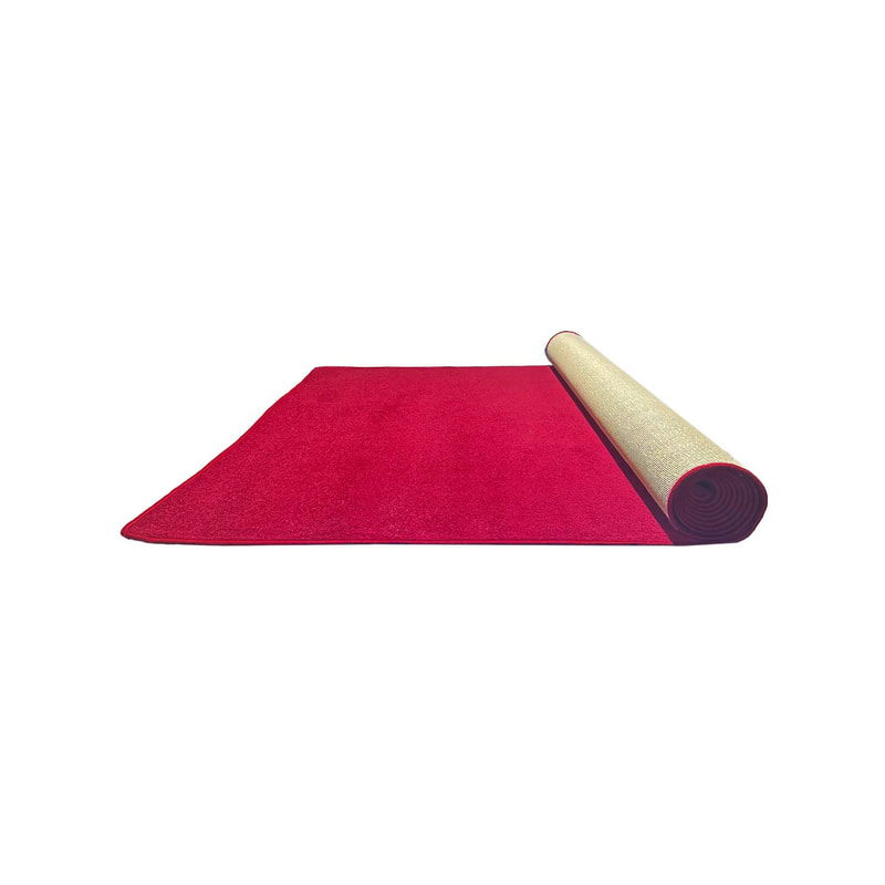 F-VC107-RE 25m long x 1.8m wide red VIP carpet with edging to all sides