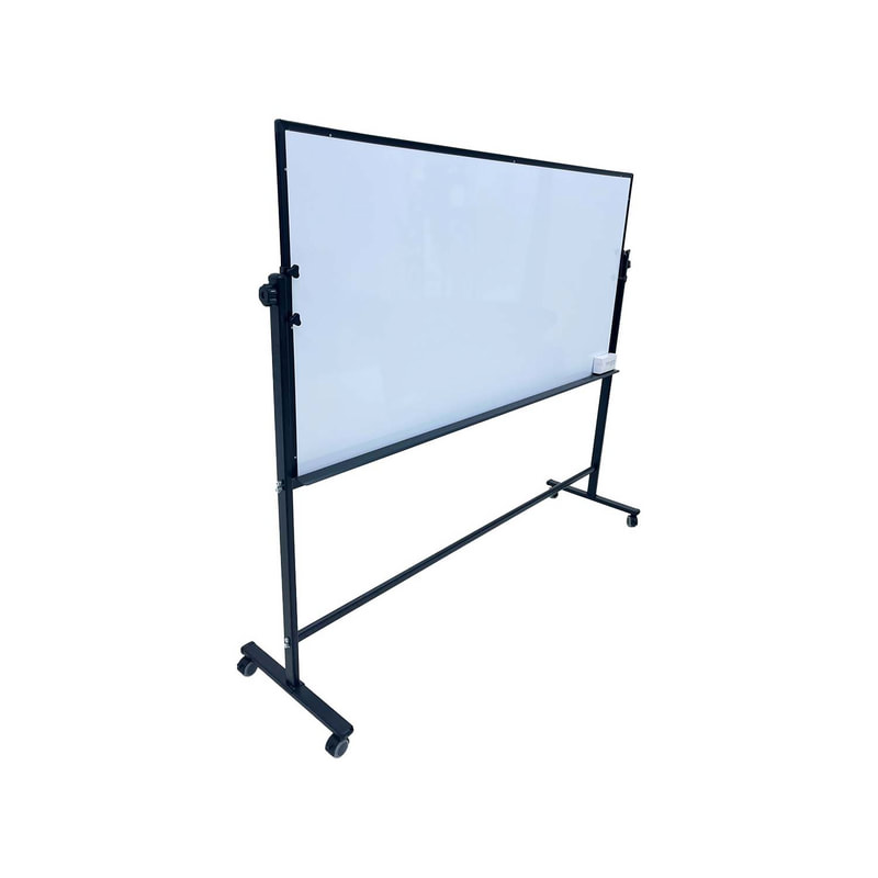 F-WB105-BL Type 5 white board in black with black metal legs