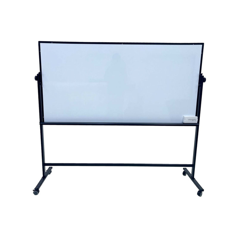 F-WB105-BL Type 5 white board in black with black metal legs