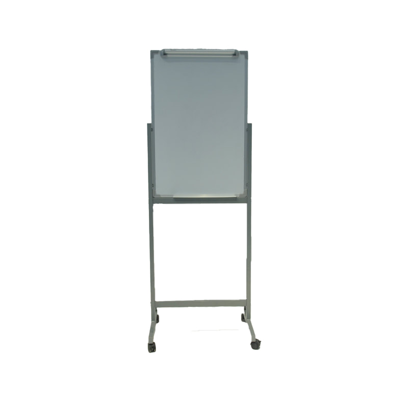 F-WB202-WH Type 2 flip chart in white with silver metal stand & wheels
