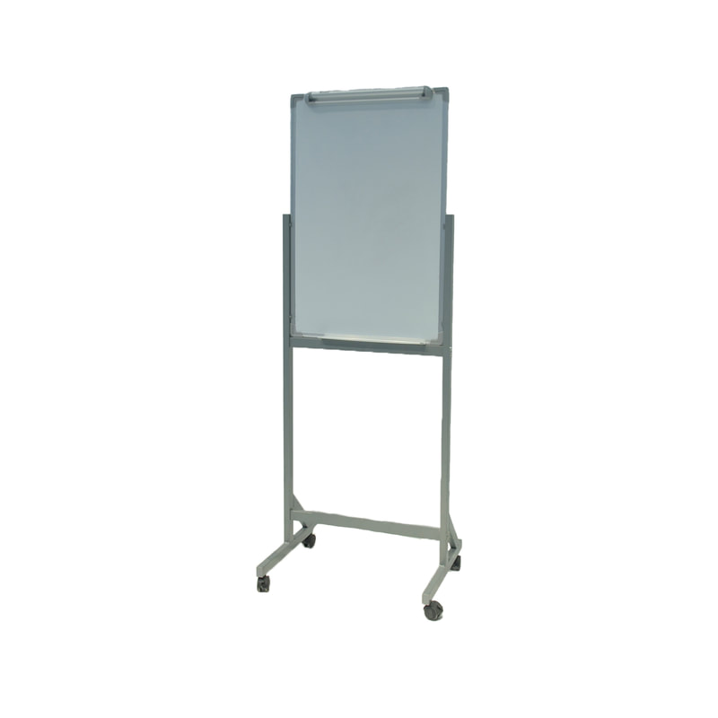 F-WB202-WH Type 2 flip chart in white with silver metal stand & wheels