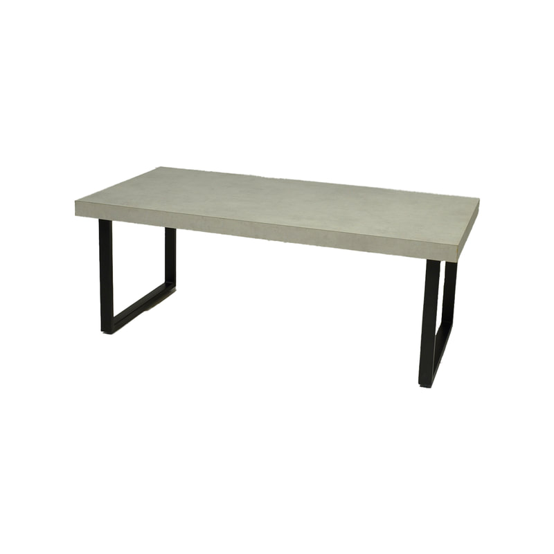 F-CT160-BC Dagmar square coffee table with a concrete effect top and black metal legs