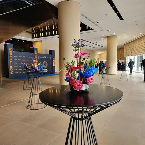 Evolution Furniture temporary interiors delivering flexible hospitality spaces for CyTaka World Cyber Championship.