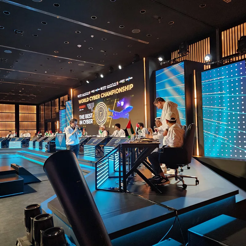 Contemporary event lounge furniture complementing the technology-focused environment in Dubai.