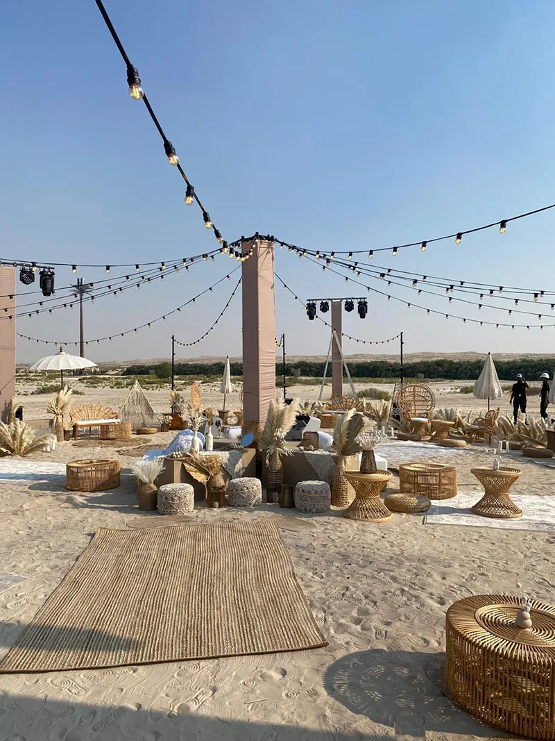 Evolution Furniture supplied coordinated lounge and dining furniture for a luxury private event.