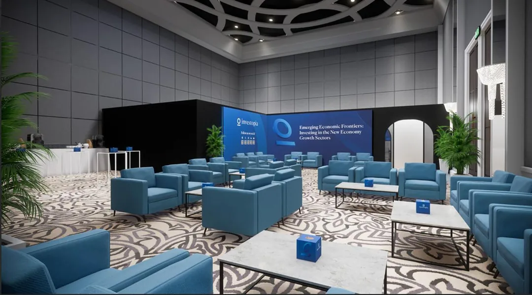 Contemporary lounge furniture installed by Evolution Furniture for Investopia 2024 at St. Regis Saadiyat.