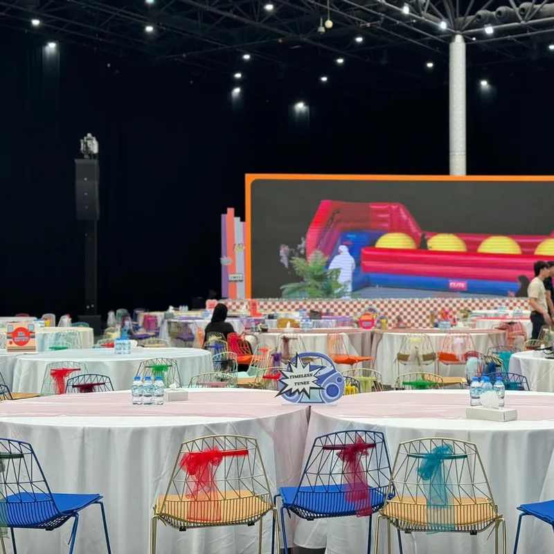 Evolution Furniture lounge furniture supporting a disco-inspired themed event.