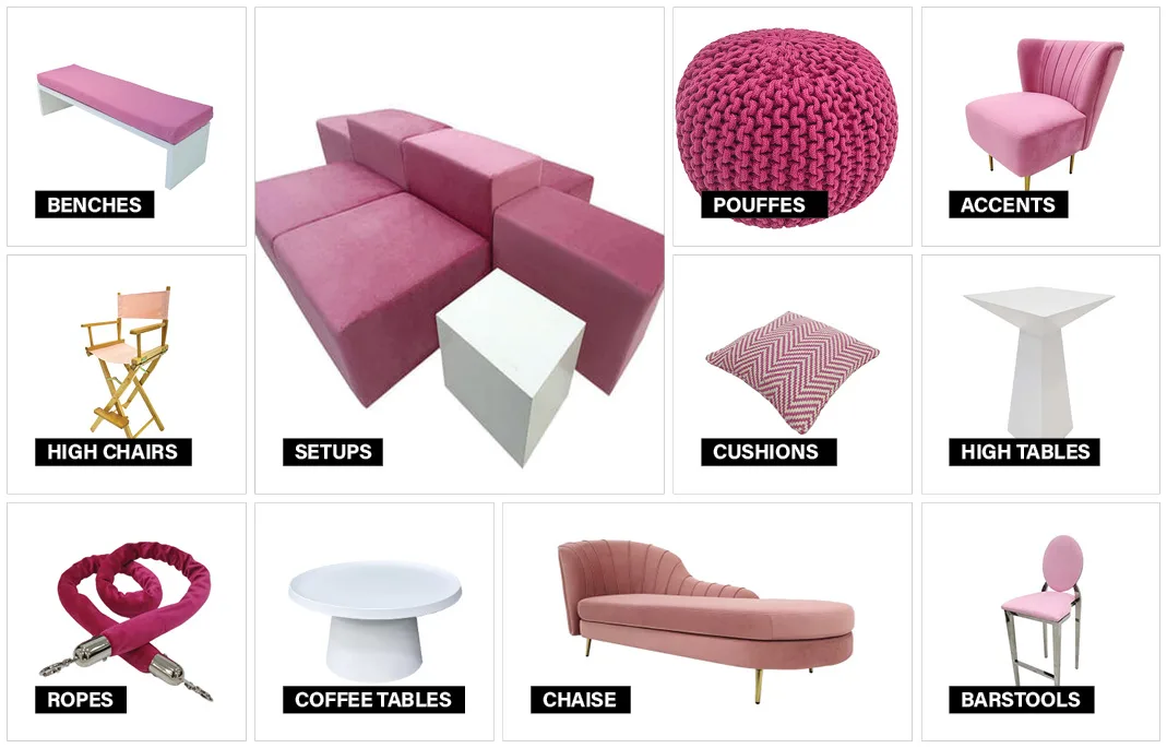 Evolution Furniture Pink and White Collection moodboard featuring elegant furniture and styling inspiration.