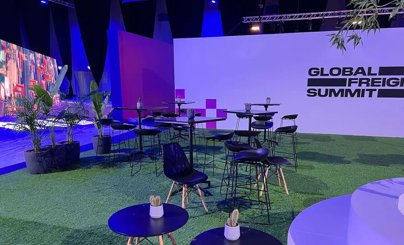 Evolution Furniture hospitality furniture supporting delegate lounge areas at Global Freight Summit.