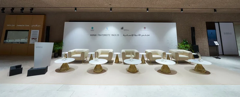 Contemporary Majlis seating creating comfortable visitor hospitality environments.