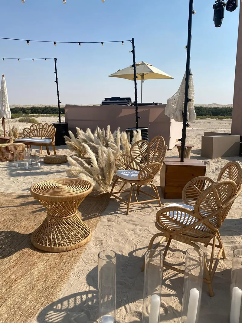 Evolution Furniture luxury lounge collection installed for a private desert hospitality experience.