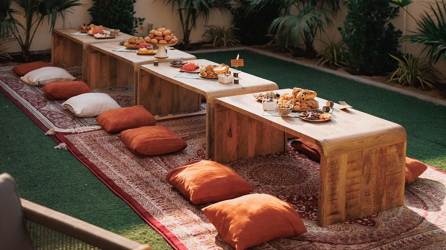 Evolution Furniture low dining furniture creating a Tatar-inspired hospitality setting in Dubai