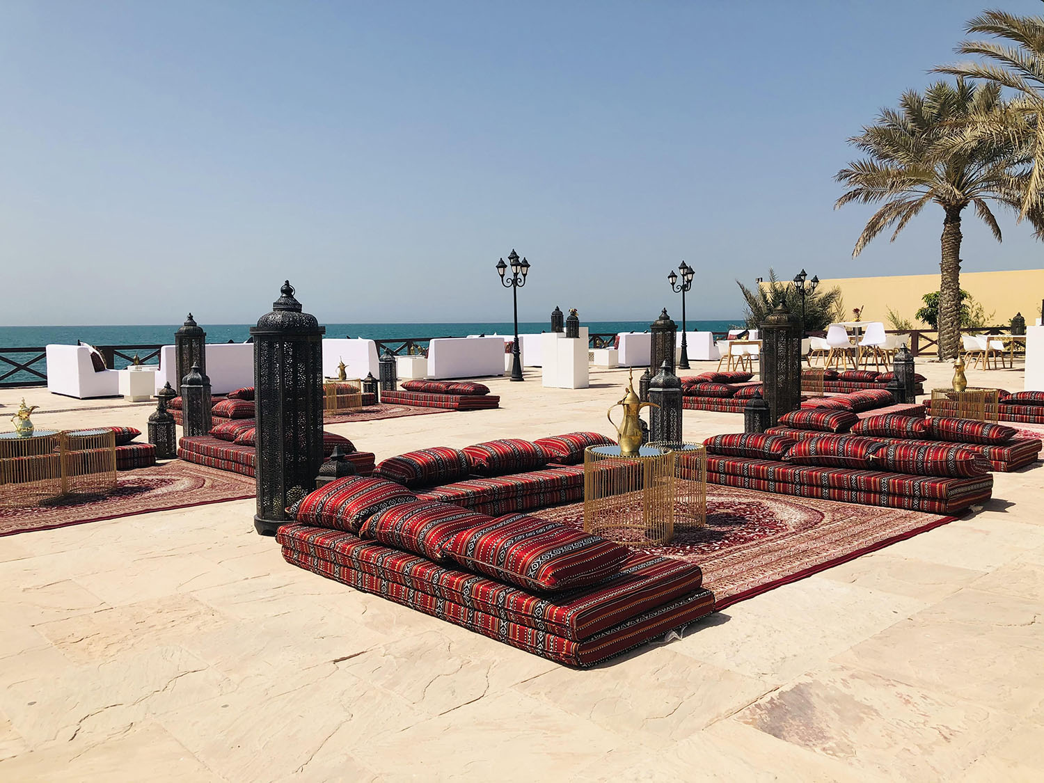 Outdoor hospitality furniture creating a relaxed event setting in Ras Al Khaimah.