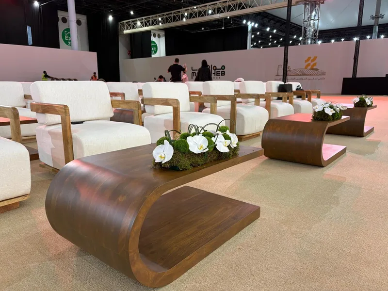 Evolution Furniture created sophisticated VVIP lounge spaces with neutral furniture finishes.