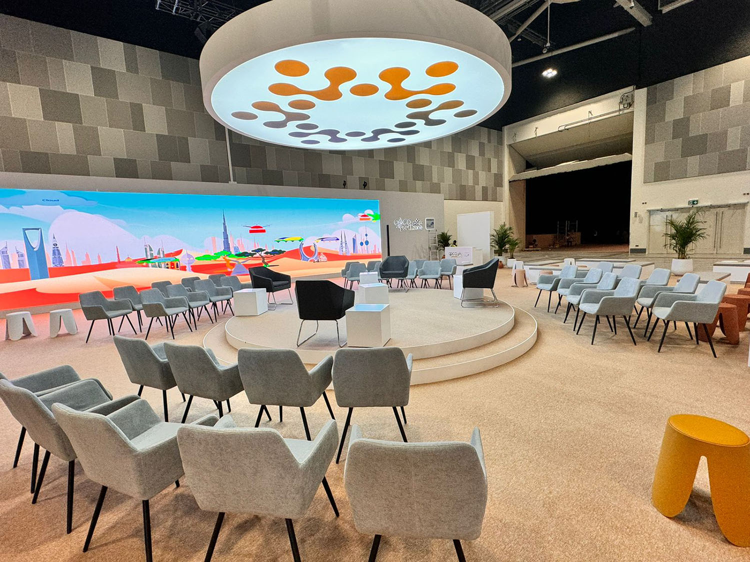 Evolution Furniture hospitality lounge installed for the GPCA Forum 2024 in Muscat.