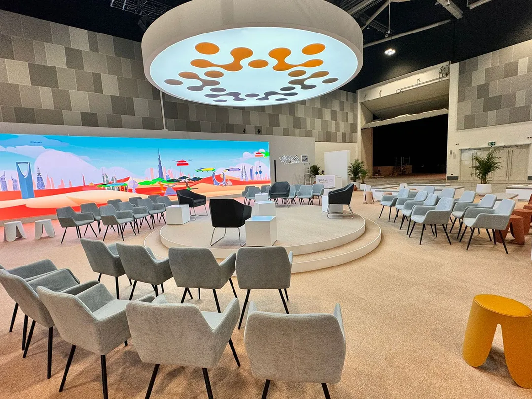Evolution Furniture hospitality lounge installed for the GPCA Forum 2024 in Muscat.