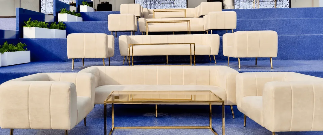 Luxury VIP lounge furniture supplied by Evolution Furniture for the UAE President's Cup in Abu Dhabi.